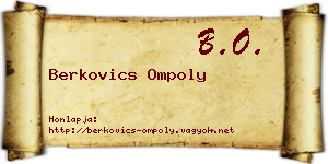 Berkovics Ompoly névjegykártya
